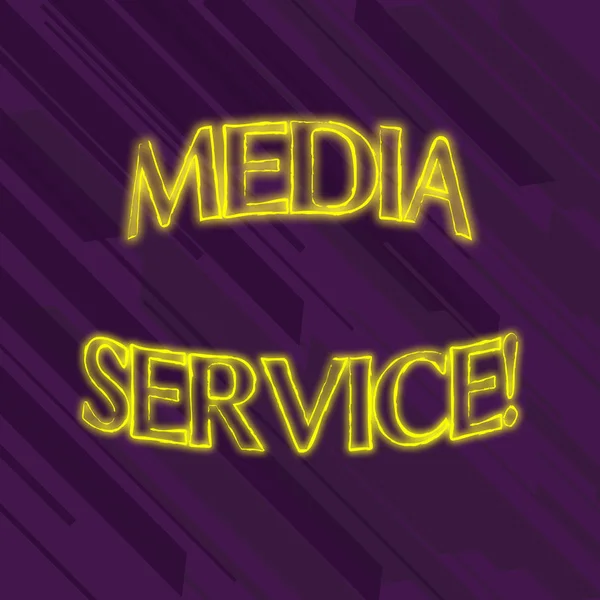 Escribiendo nota mostrando Media Service. Foto de negocios mostrando programas de servidor que ofrece medios de transmisión a través de la web sin costuras Diagonal Violet Stripe Paint Slanting Line Patrón de repetición . — Foto de Stock