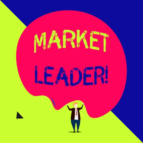 Handschrift-Text-Marktführer. Konzept: Unternehmen verkauft die größte Menge eines bestimmten Produkts. — Stockfoto