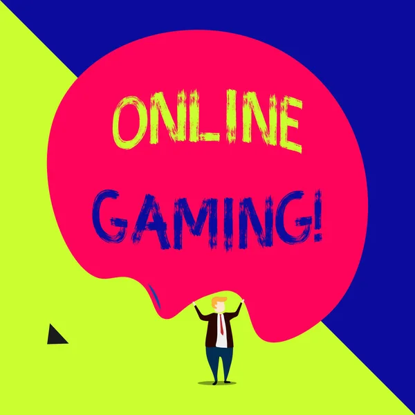 Handwriting text Online Gaming. Concept meaning action or practice of playing video games on the internet.
