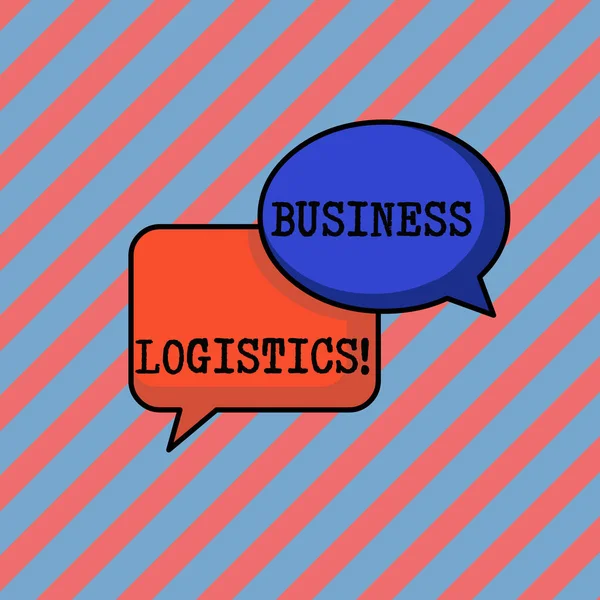 Χειρόγραφο κείμενο γραφής Business Logistics. Έννοια έννοια που αφορά την προμήθεια υλικών και την ανάλυση Ζεύγος overlapping κενών φυσαλίδων ομιλίας οβάλ και ορθογώνιου σχήματος. — Φωτογραφία Αρχείου