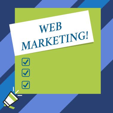 Web Pazarlama 'yı gösteren metin işareti. Kavramsal fotoğraf işi pazarlamak için interneti kullanma süreci.