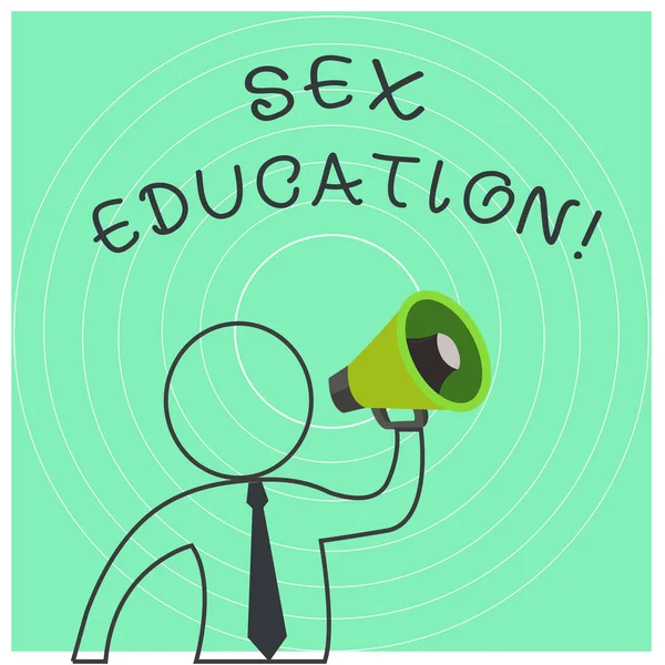 Escritura manual conceptual que muestra la educación sexual. Texto de la foto de negocios Instrucción de cuestiones relacionadas con la sexualidad huanalysis y anatomía Esquema Símbolo Hombre Altavoz Anunciar Instrucciones . — Foto de Stock