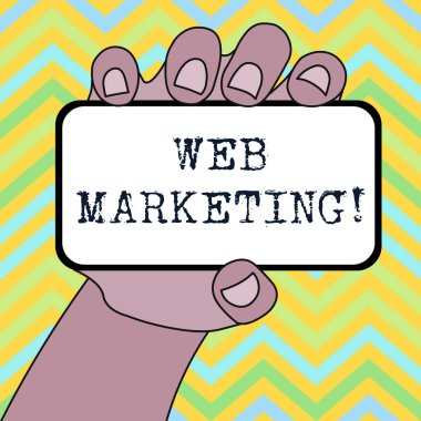 El yazısı metin Web Pazarlama. Kavram anlamı Boş Ekran ve Metin Alanı ile Elde Tutulan Akıllı Telefon Cihazının Kapatılması işini pazarlamak için Internet'i kullanma süreci.