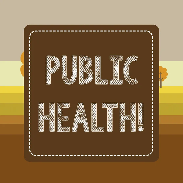 Text sign showing Public Health. Conceptual photo government protection and improvement of community health Dashed Stipple Line Blank Square Colored Cutout Frame Bright Background.