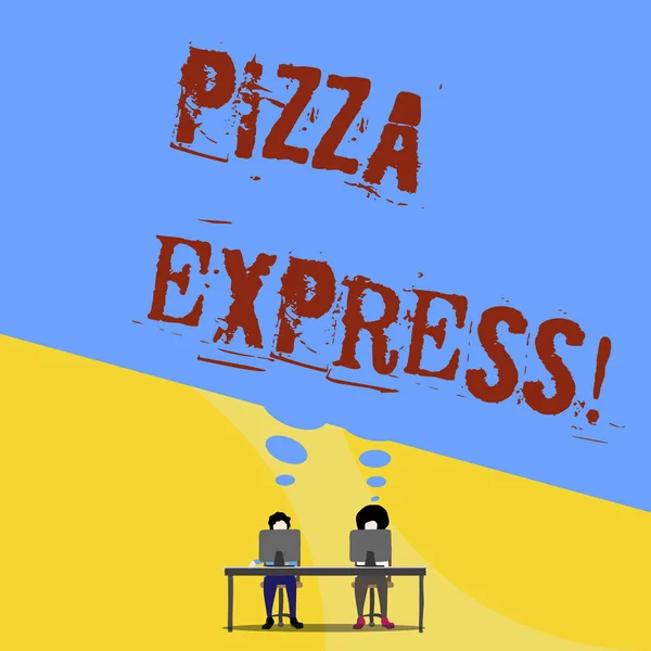 Konceptuell handskrift som visar pizza Express. Affärs foto text snabb leverans av pizza vid din tröskel Snabb servering. — Stockfoto