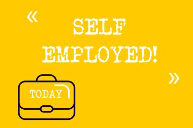 Word writing text Self Employed. Business concept for owner of a business rather than for an employer Freelancer Brief Case Attache Case against Empty Copy Space with Quotation Marks. clipart