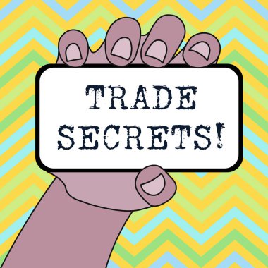 El yazısı metin Ticaret Sırları. Bir firmanın ürünlerinin analizinde kullandığı kavram anlamı Tekniği Boş Ekran ve Metin Alanı ile Elde Tutulan Akıllı Telefon Cihazının Yakın çekimini.