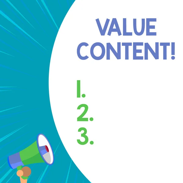 Koncepcyjny pisanie ręczne pokazujące wartość Content. Business Photo Text jakość treści pisania, aby uzyskać dobre w rankingu wyszukiwarek. — Zdjęcie stockowe