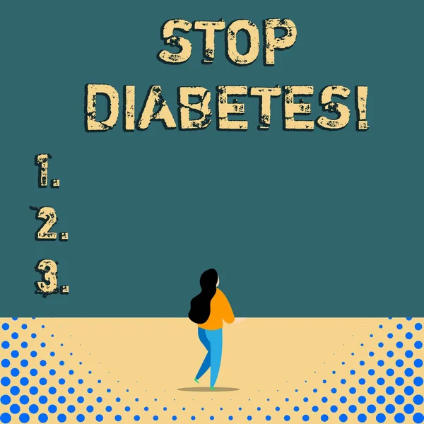 Sinal de texto mostrando Stop Diabetes. Foto conceitual prevenir a doença de elevar o nível de glicose no sangue . — Fotografia de Stock