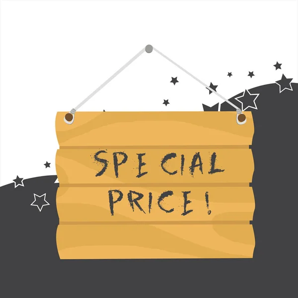 Handwriting text Special Price. Concept meaning selling at a price that is lower than usual Discounted Hook Up Blank Sign Plate. Empty Wooden Signboard with Lope for Hang.