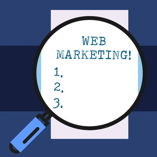 Text sign showing Web Marketing. Conceptual photo The process of using the Internet to market the business. — Stock Photo, Image