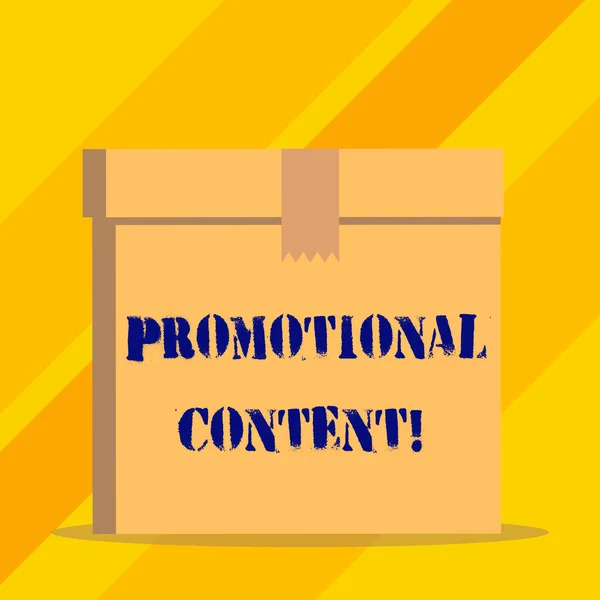 Writing note showing Promotional Content. Business photo showcasing persuade target audiences of the merits of a product.