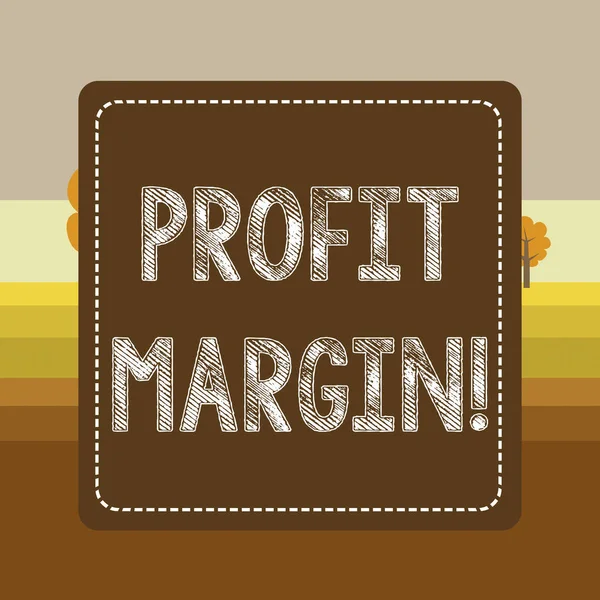 Text sign showing Profit Margin. Conceptual photo amount by which revenue from sales exceeds costs in a business Dashed Stipple Line Blank Square Colored Cutout Frame Bright Background.