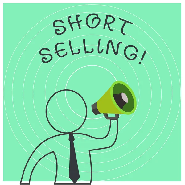 Fogalmi kézzel írásban bemutató Short értékesítés. Üzleti fotó szöveg törvény az értékesítés olyan eszköz, amely jelenleg nem a saját vázlat Symbol Man hangszóró bemutatjuk utasítások. — Stock Fotó
