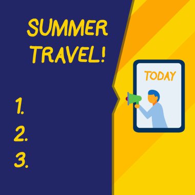 Yaz Seyahatini gösteren metin işareti. Kavramsal fotoğraf özel gezi veya yolculuk genellikle rekreasyon amacıyla.