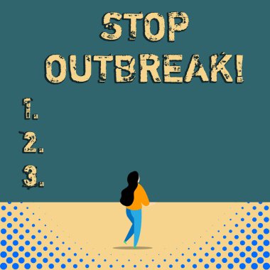 Salgını Durdur'u gösteren metin işareti. Kavramsal fotoğraf, benzer bir hastalıkla karşı karşıya olduğunu gösteren olayı önler.