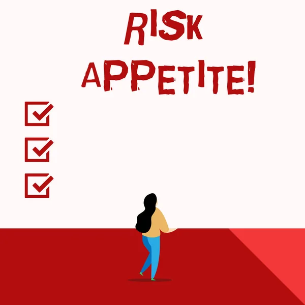Słowo pisanie tekstu Ryzyko apetyt. Koncepcja biznesowa dotycząca poziomu ryzyka, który organizacja jest gotowa zaakceptować. — Zdjęcie stockowe