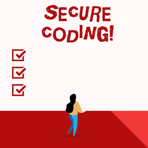 Tekst do pisania słów Bezpieczne kodowanie. Koncepcja biznesowa stosowana w celu uniknięcia wprowadzenia luk w zabezpieczeniach. — Zdjęcie stockowe