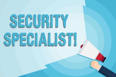 Kelime yazma uzmanı. Varlıkları veya sistemleri gösterme konusunda uzmanlaşmış iş konsepti Ses aralığını genişletmek için Boş Geniş Işın ile El Tutma Megafonu.