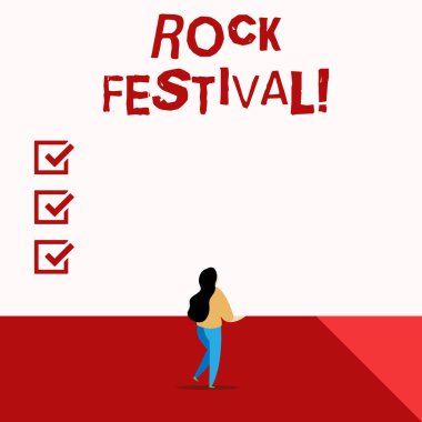 Kelime yazma Rock Festivali. Heavy metal türünün yer aldığı büyük ölçekli rock müzik konseri için iş konsepti.
