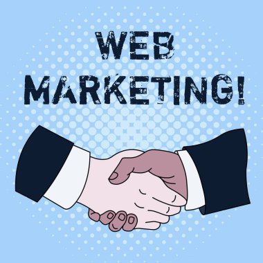 Web Pazarlama 'yı gösteren metin işareti. Kavramsal fotoğraf İnternet 'in çok ırklı Erkek İş Ortakları Meslektaşları Resmi Gömlek Giysisi' ni piyasaya sürme süreci.