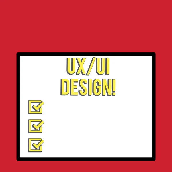 Kelime yazma Ux veya Ui Design. Tek bir tüketicinin iki farklı unsuru için iş konsepti kalın siyah bir çerçeve içinde büyük beyaz boş kare arka plan deneyimi. — Stok fotoğraf