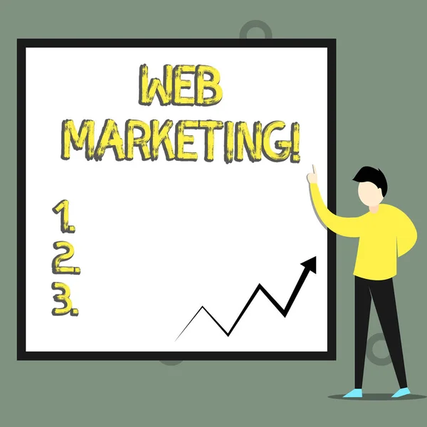 Conceptual hand writing showing Web Marketing. Business photo text The process of using the Internet to market the business. — Stock Photo, Image