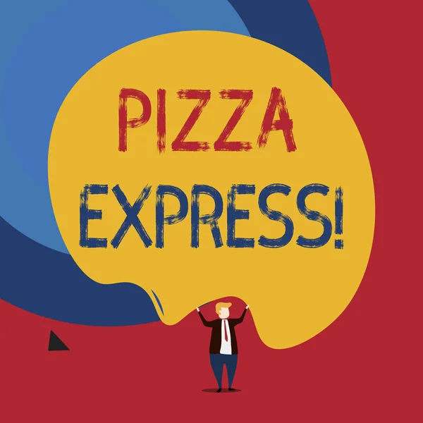 Text skylt som visar pizza Express. Konceptuell bild snabb leverans av pizza vid din tröskel Snabb servering. — Stockfoto