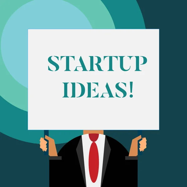 Schrijfbriefje met Startup Ideas. Bedrijfsfoto presentatie Concept dat kan worden gebruikt voor financieel gewin van het bedrijfsleven. — Stockfoto