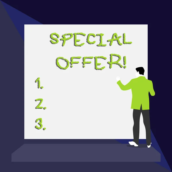 Word writing text Special Offer. Business concept for product or service that is offered free or at a very low price.