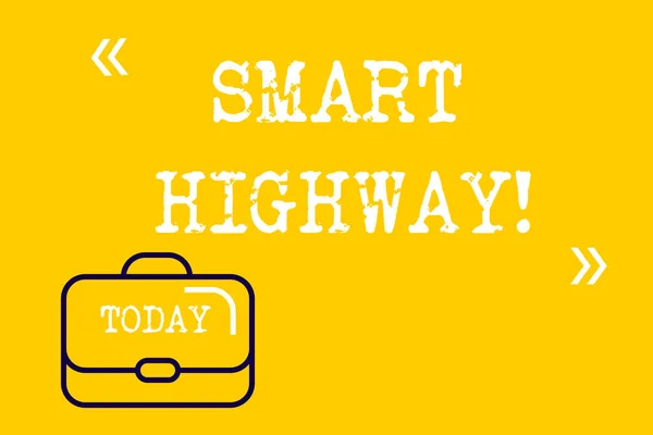 Word writing text Smart Highway. Business concept for Highways that converge the highly advanced road technologies Brief Case Attache Case against Empty Copy Space with Quotation Marks.