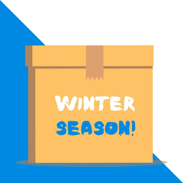 Szöveges jel mutatja téli szezon. Fogalmi fénykép a leghidegebb szezon az év poláris és Mérsékelt övi zónák. — Stock Fotó