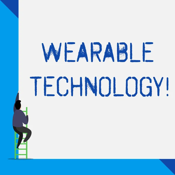 Writing note showing Wearable Technology. Business photo showcasing electronic devices that can be worn as accessories.