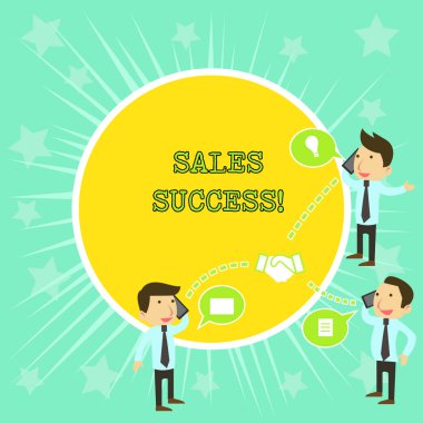 Satış Başarısını gösteren metin işareti. Kavramsal fotoğraf kuvvet daha fazla fırsatlar kapatmak ve marjları artırmak için daha fazla satış İşadamları İşadamları Konferans Çağrı Konuşma Tartışma Cep Telefonları olun.