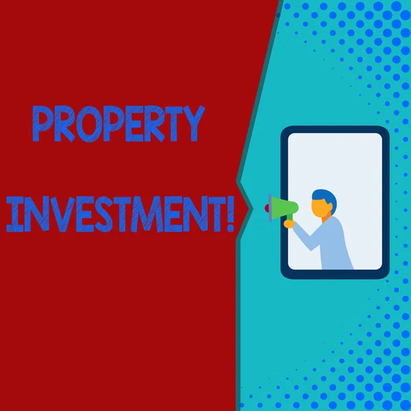 Schreibnotiz, die Immobilieninvestitionen zeigt. Business-Foto zeigt Vermögenswerte gekauft und in erster Linie für sein zukünftiges Einkommen gehalten. — Stockfoto