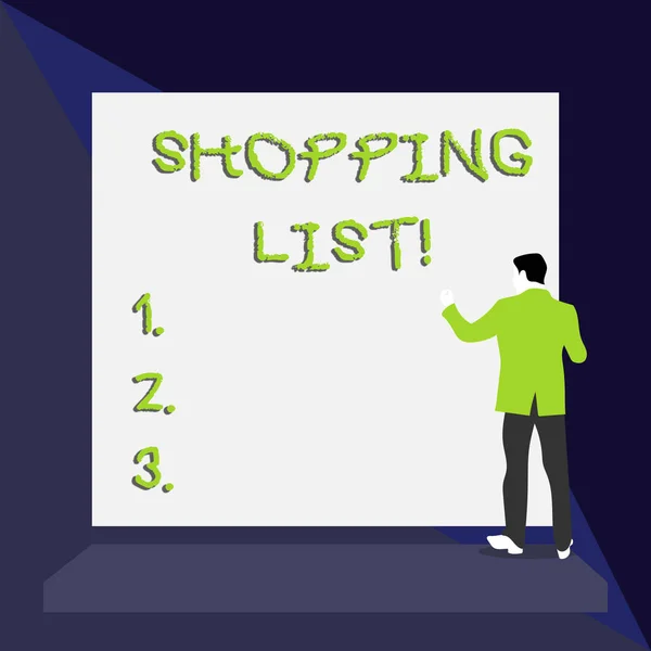 Word writing text Shopping List. Business concept for a list of items to be considered or purchases to be made.