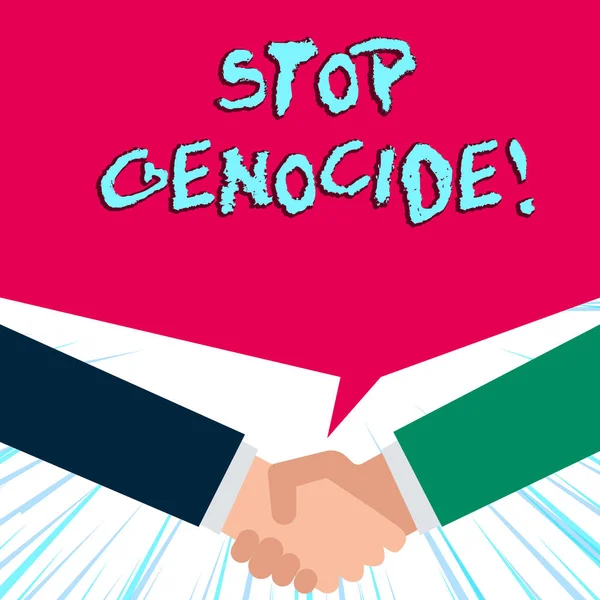 Escritura de texto a mano Stop Genocide. Concepto que significa poner fin a los asesinatos y atrocidades de mostrar . — Foto de Stock