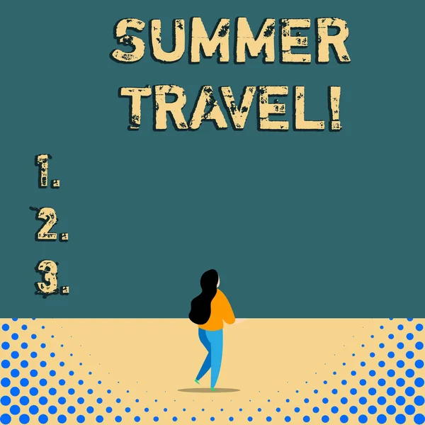 Signo de texto que muestra Summer Travel. Foto conceptual viaje específico o viaje por lo general con el fin de recreación . —  Fotos de Stock