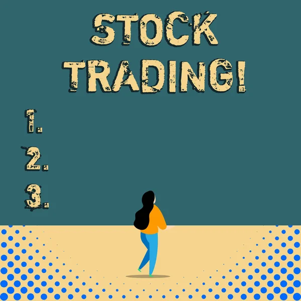 Signo de texto que muestra Stock Trading. Foto conceptual de la acción o actividad de compra y venta de acciones en el mercado . —  Fotos de Stock