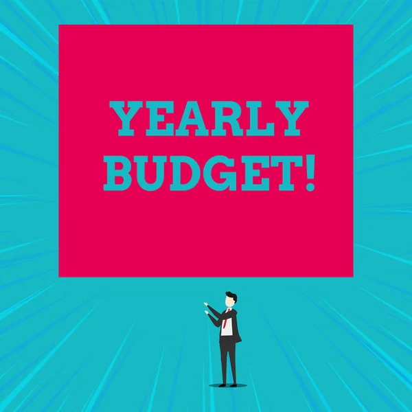 Sinal de texto mostrando orçamento anual. Foto conceitual Um plano para uma empresa é despesas para um ano fiscal . — Fotografia de Stock