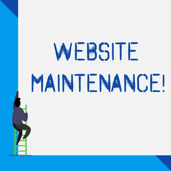 Writing note showing Website Maintenance. Business photo showcasing act of regularly checking your website for issues.