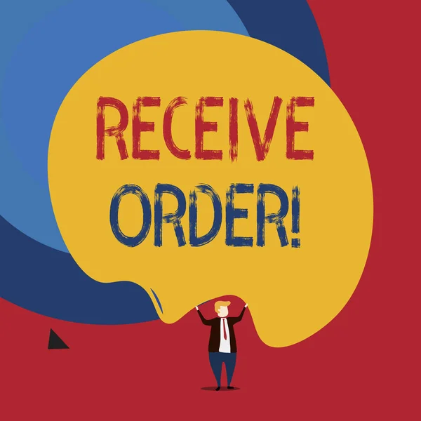 Text sign showing Receive Order. Conceptual photo delivered and receive goods or services under specified terms.