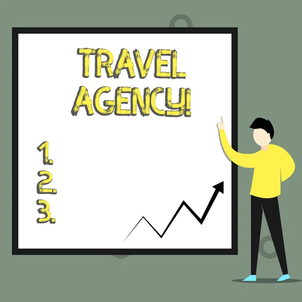Conceptual hand writing showing Travel Agency. Business photo text Agency that makes the necessary arrangements for travelers. — Stock Photo, Image