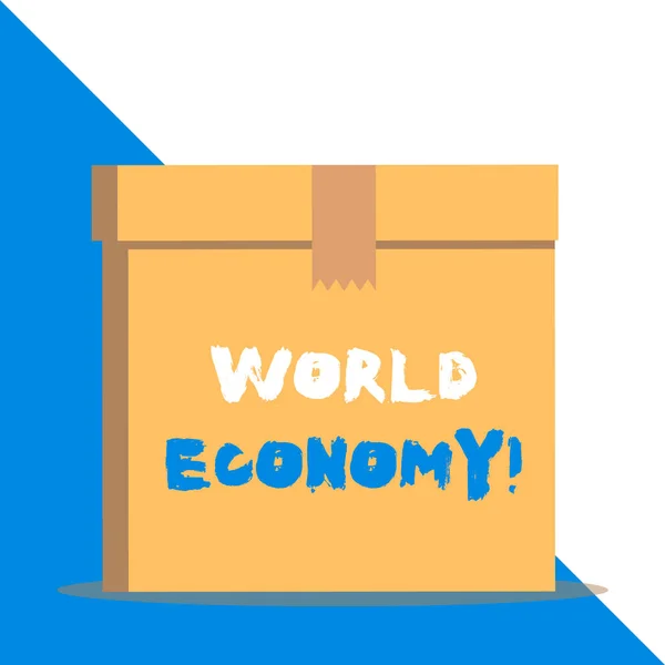 Text sign showing World Economy. Conceptual photo way in which countries economy have been emerging to operate. — Stock Photo, Image