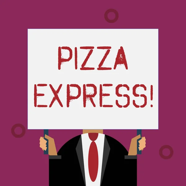 Skriva lapp som visar Pizza Express. Affärsfoto visa upp snabb leverans av pizza vid din dörr Snabb servering. — Stockfoto