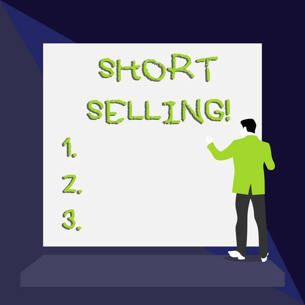 Word writing text Short Selling. Business concept for Act of selling an asset that you do not currently own. — 스톡 사진