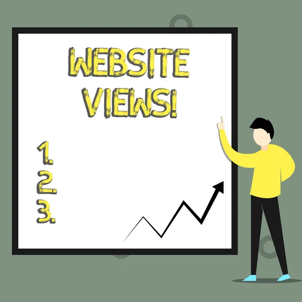 Conceptual hand writing showing Website Views. Business photo text Number of visitors a website receives in a given time period. — Stock Photo, Image