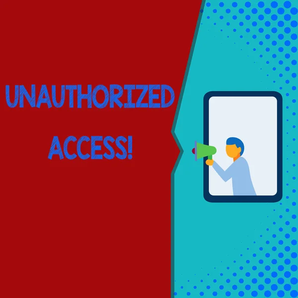 Writing note showing Unauthorized Access. Business photo showcasing use of a computer or network without permission. — 스톡 사진