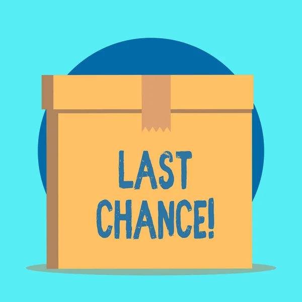 Writing note showing Last Chance. Business photo showcasing final opportunity to achieve or acquire something you want Rectangular equal size hard carton cardboard with irregular zigzag tape.