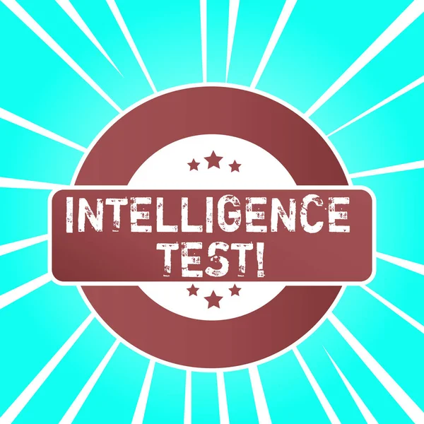 Handwriting text writing Intelligence Test. Concept meaning test designed to measure the ability to think and reason Colored Round Shape Label Badge Stars Blank Rectangular Text Box Award.